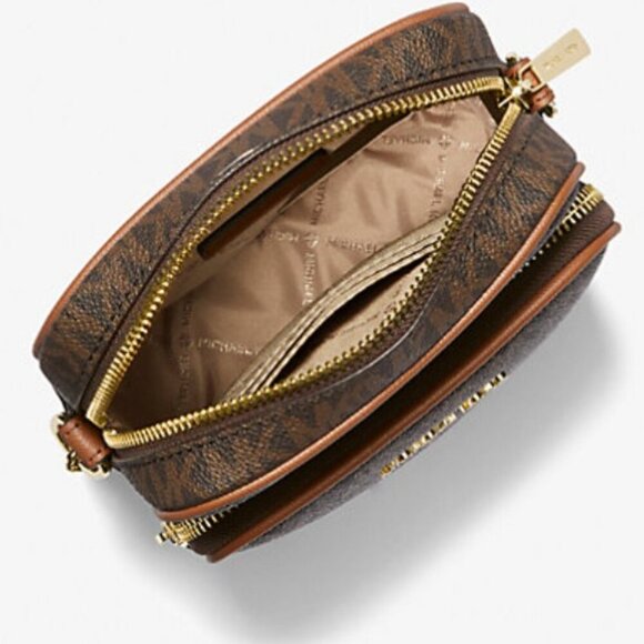 Michael Kors Jet Set Travel $398 Medium Signature Logo Crossbody Brown NWT - Picture 4 of 15